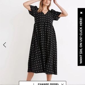 Madewell Donny puff sleeve midi dress S